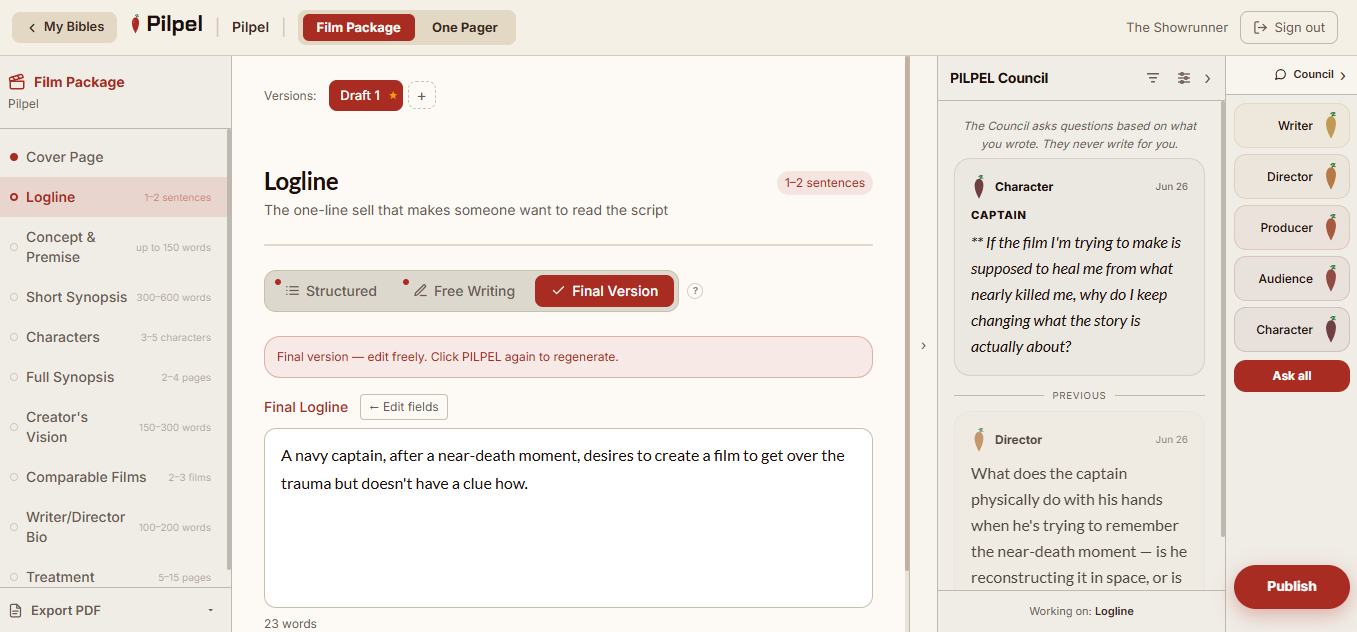PILPEL Desktop view